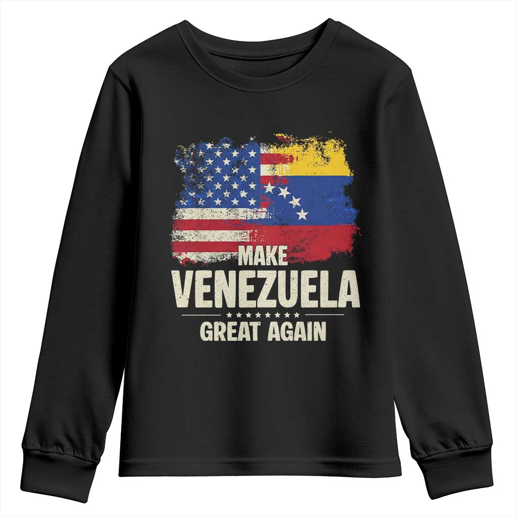 Make Venezuela Great Again Youth Sweatshirt Distressed US  and Venezuela Flag Unity - Wonder Print Shop