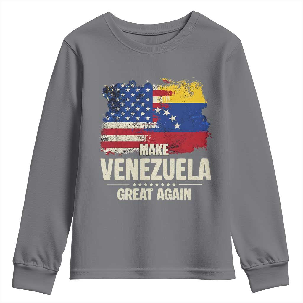 Make Venezuela Great Again Youth Sweatshirt Distressed US  and Venezuela Flag Unity - Wonder Print Shop