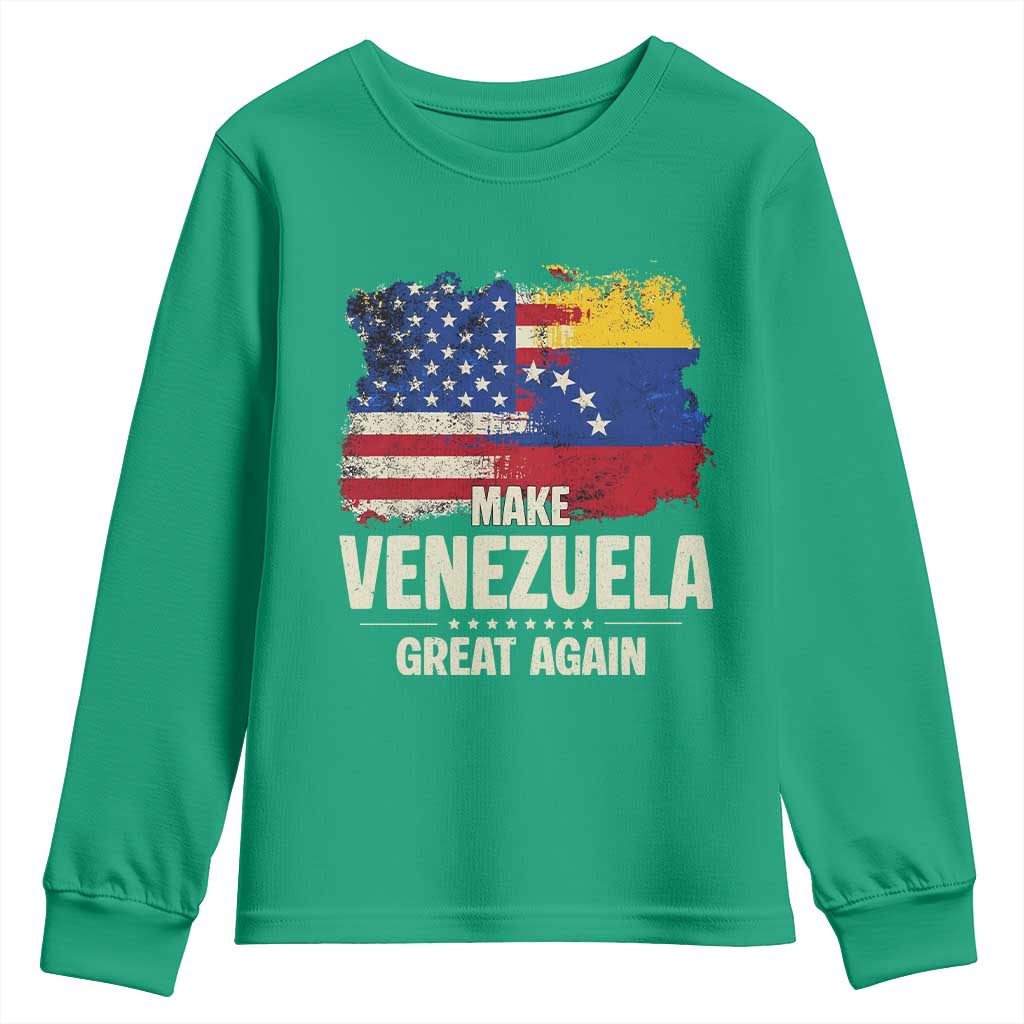 Make Venezuela Great Again Youth Sweatshirt Distressed US  and Venezuela Flag Unity - Wonder Print Shop