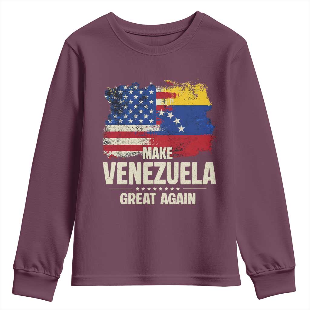 Make Venezuela Great Again Youth Sweatshirt Distressed US  and Venezuela Flag Unity - Wonder Print Shop