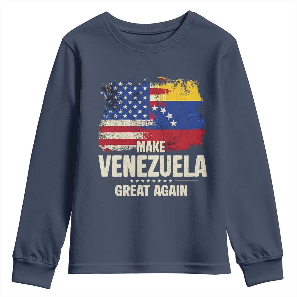 Make Venezuela Great Again Youth Sweatshirt Distressed US  and Venezuela Flag Unity - Wonder Print Shop