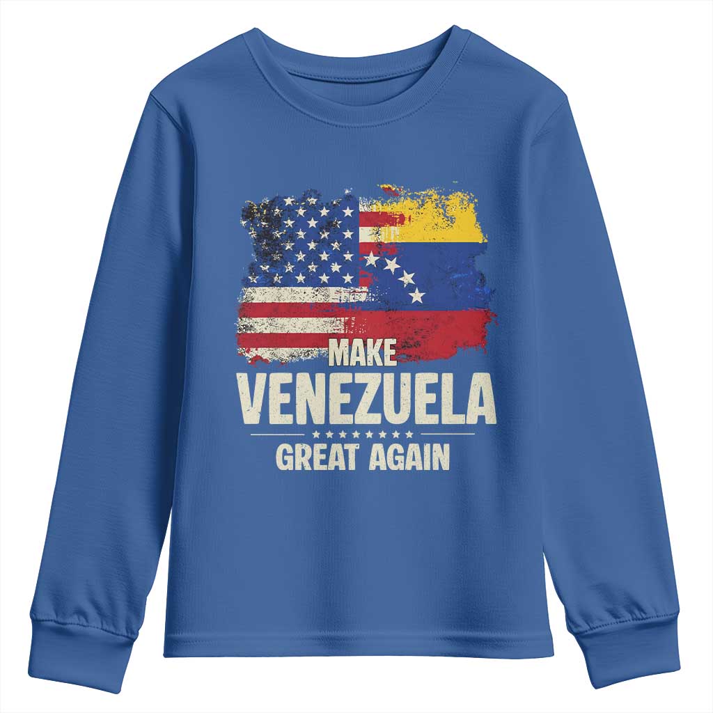 Make Venezuela Great Again Youth Sweatshirt Distressed US  and Venezuela Flag Unity - Wonder Print Shop