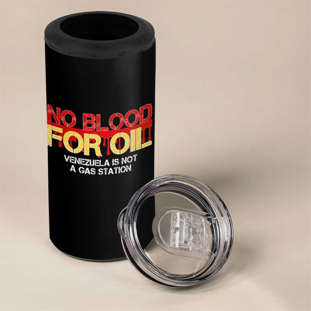 No Blood for Oil 4 in 1 Can Cooler Tumbler Venezuela Sovereignty Resource Justice - Wonder Print Shop