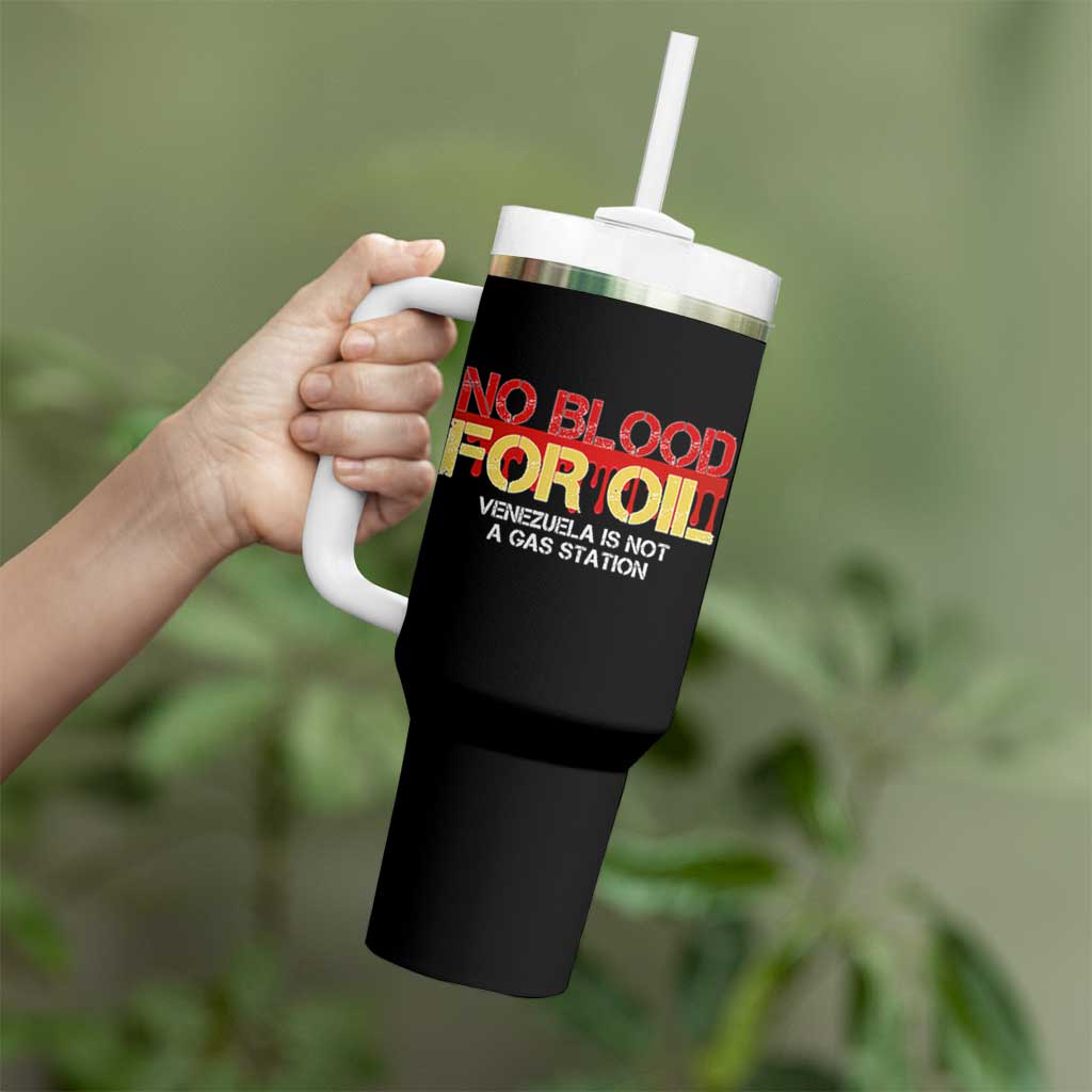 No Blood for Oil Tumbler With Handle Venezuela Sovereignty Resource Justice - Wonder Print Shop