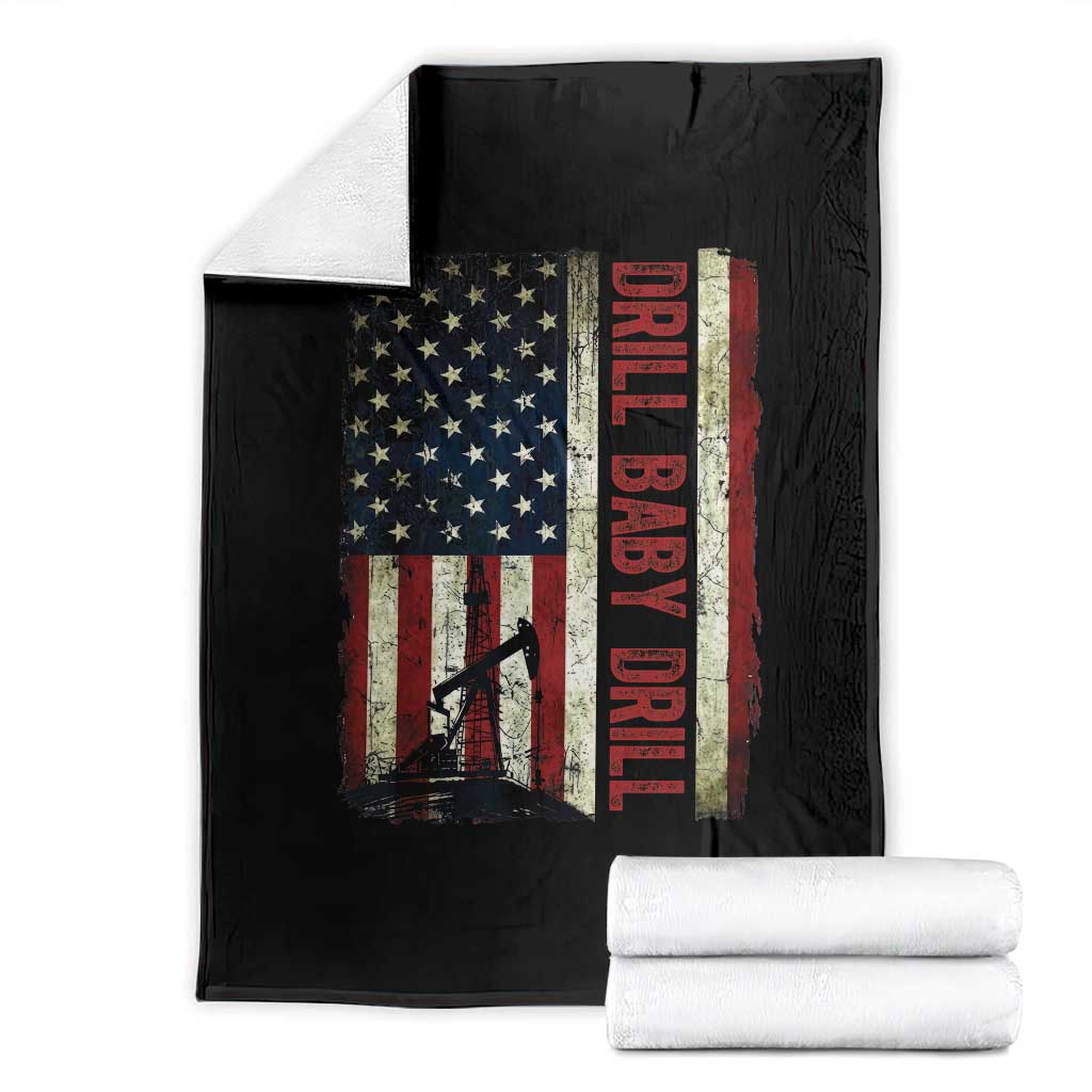 Drill Baby Drill American Flag Throw Blanket Oil Rig Oildfield Energy Industry Patriot - Wonder Print Shop
