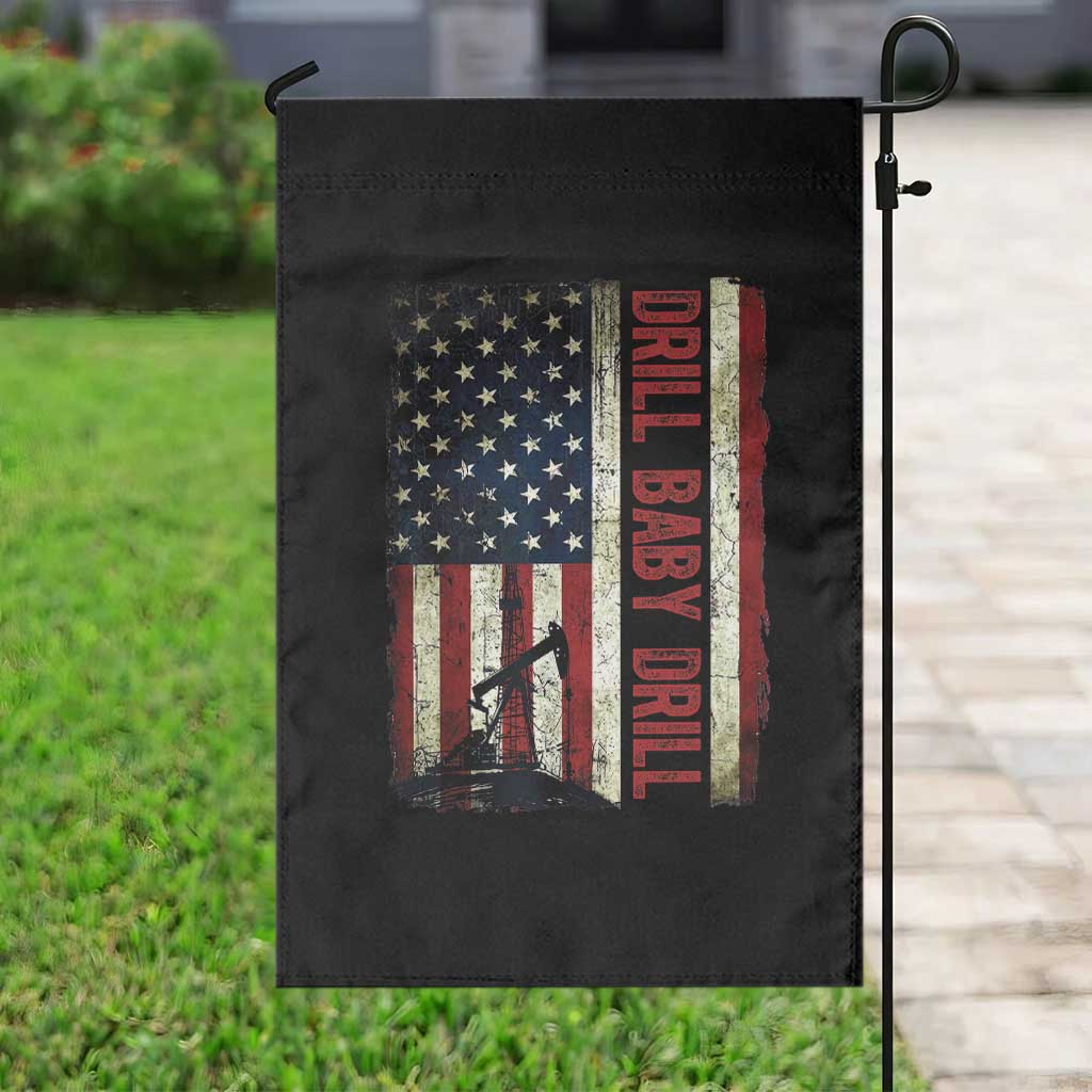 Drill Baby Drill American Flag Garden Flag Oil Rig Oildfield Energy Industry Patriot - Wonder Print Shop