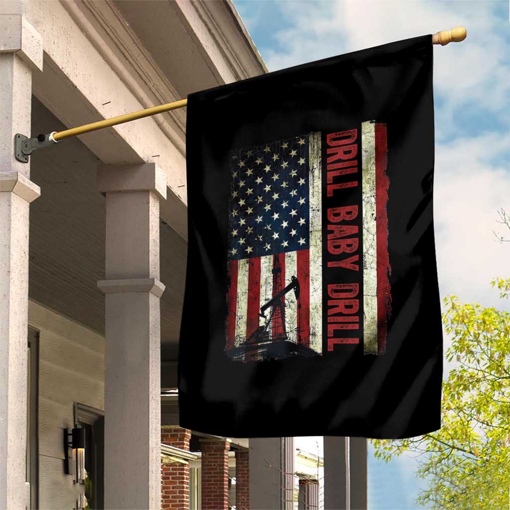 Drill Baby Drill American Flag Garden Flag Oil Rig Oildfield Energy Industry Patriot - Wonder Print Shop