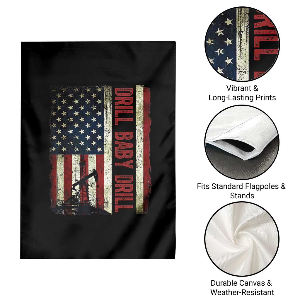 Drill Baby Drill American Flag Garden Flag Oil Rig Oildfield Energy Industry Patriot - Wonder Print Shop