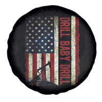 Drill Baby Drill American Flag Spare Tire Cover Oil Rig Oildfield Energy Industry Patriot - Wonder Print Shop