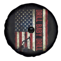 Drill Baby Drill American Flag Spare Tire Cover Oil Rig Oildfield Energy Industry Patriot - Wonder Print Shop