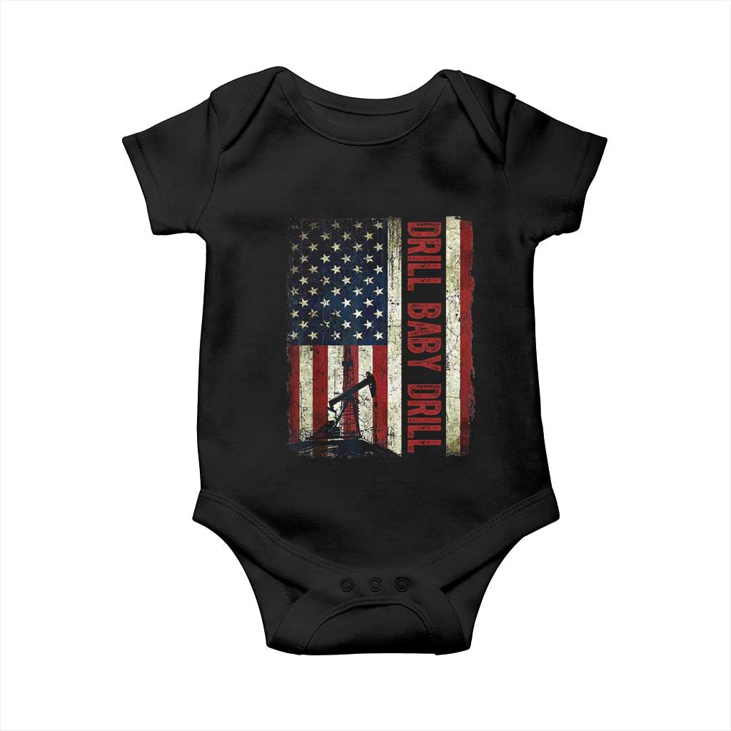 Drill Baby Drill American Flag Baby Onesie Oil Rig Oildfield Energy Industry Patriot - Wonder Print Shop