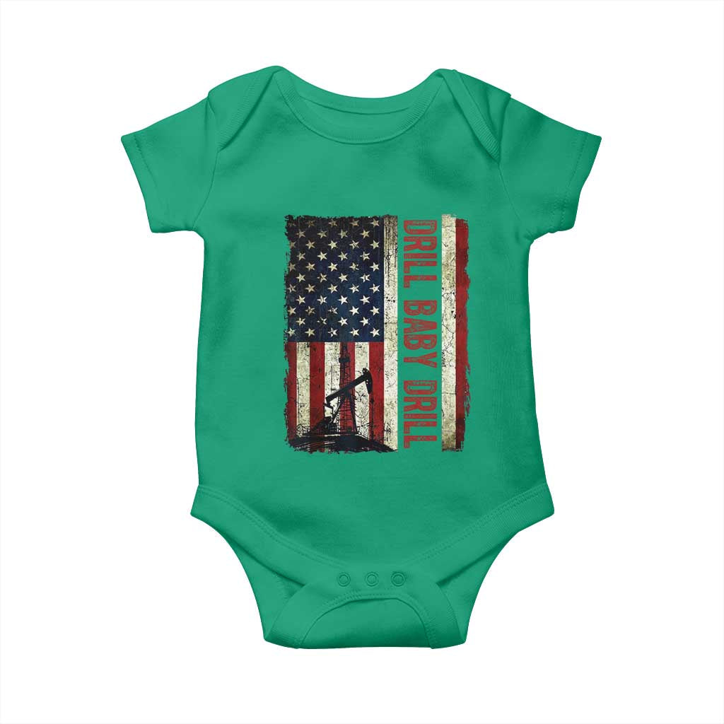Drill Baby Drill American Flag Baby Onesie Oil Rig Oildfield Energy Industry Patriot - Wonder Print Shop