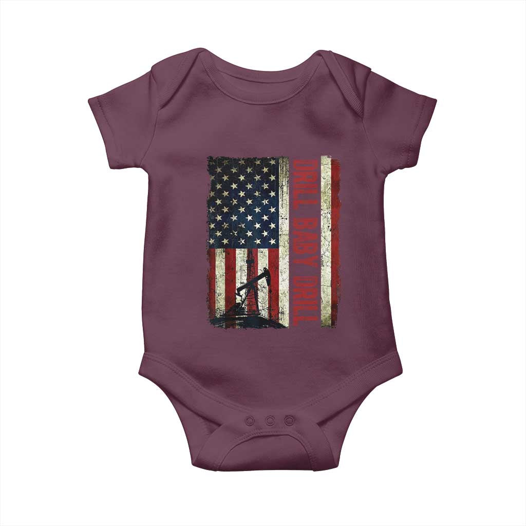 Drill Baby Drill American Flag Baby Onesie Oil Rig Oildfield Energy Industry Patriot - Wonder Print Shop