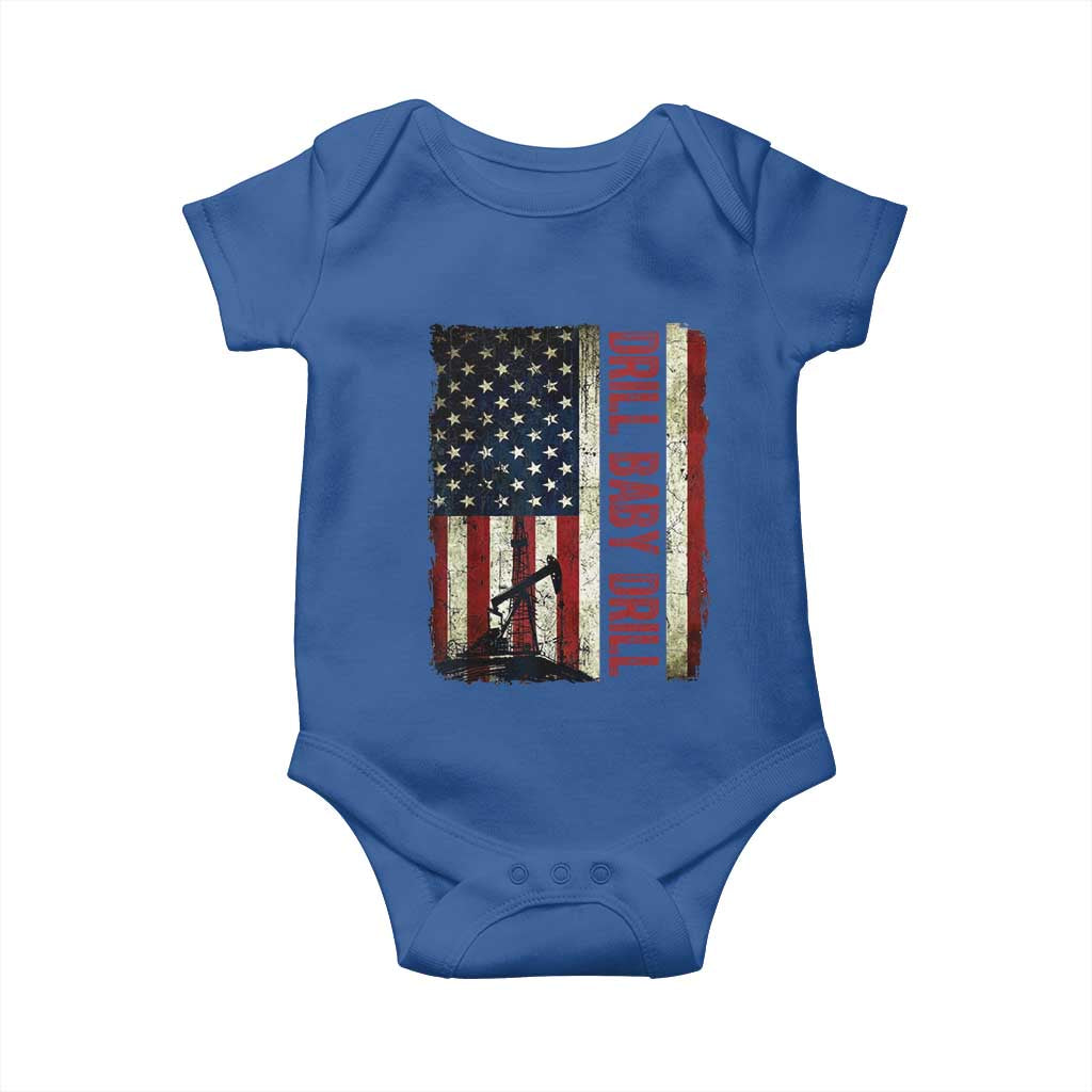 Drill Baby Drill American Flag Baby Onesie Oil Rig Oildfield Energy Industry Patriot - Wonder Print Shop