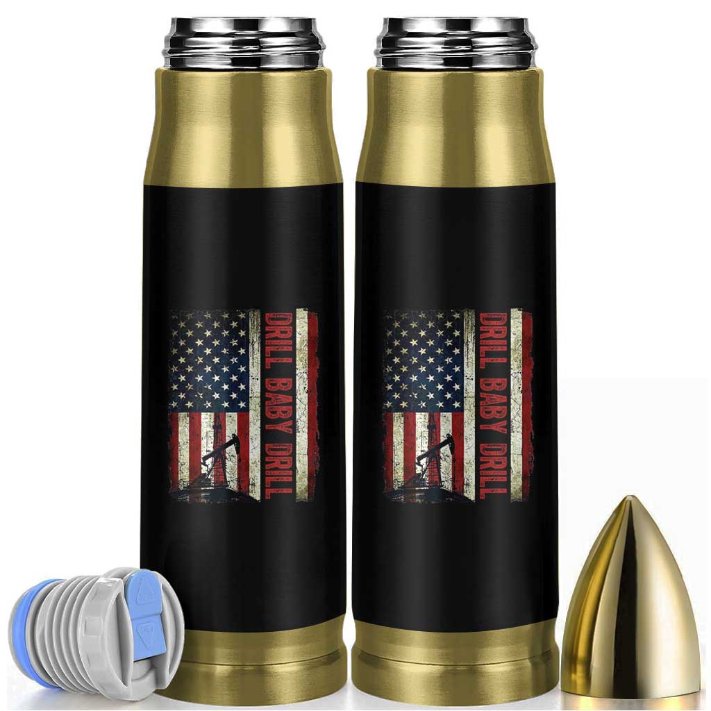 Drill Baby Drill American Flag Bullet Tumbler Oil Rig Oildfield Energy Industry Patriot - Wonder Print Shop