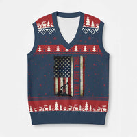 Drill Baby Drill American Flag V-Neck Knit Sweater Vest Oil Rig Oildfield Energy Industry Patriot - Wonder Print Shop