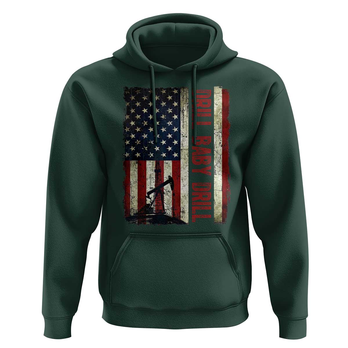 Drill Baby Drill American Flag Hoodie Oil Rig Oildfield Energy Industry Patriot - Wonder Print Shop