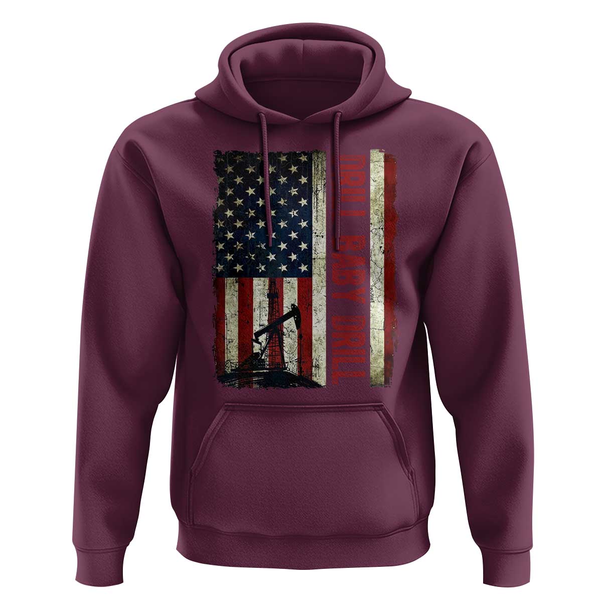 Drill Baby Drill American Flag Hoodie Oil Rig Oildfield Energy Industry Patriot - Wonder Print Shop