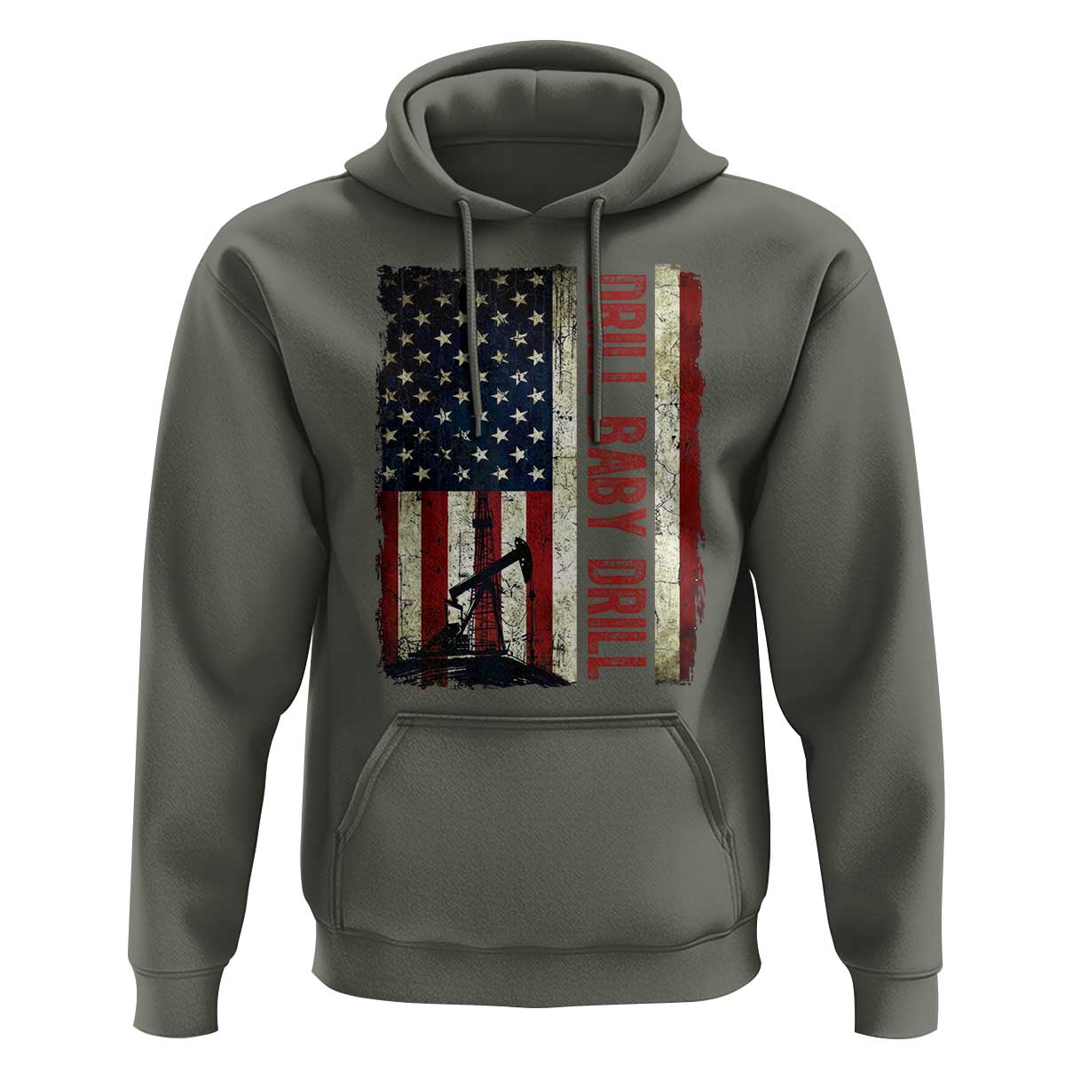 Drill Baby Drill American Flag Hoodie Oil Rig Oildfield Energy Industry Patriot - Wonder Print Shop