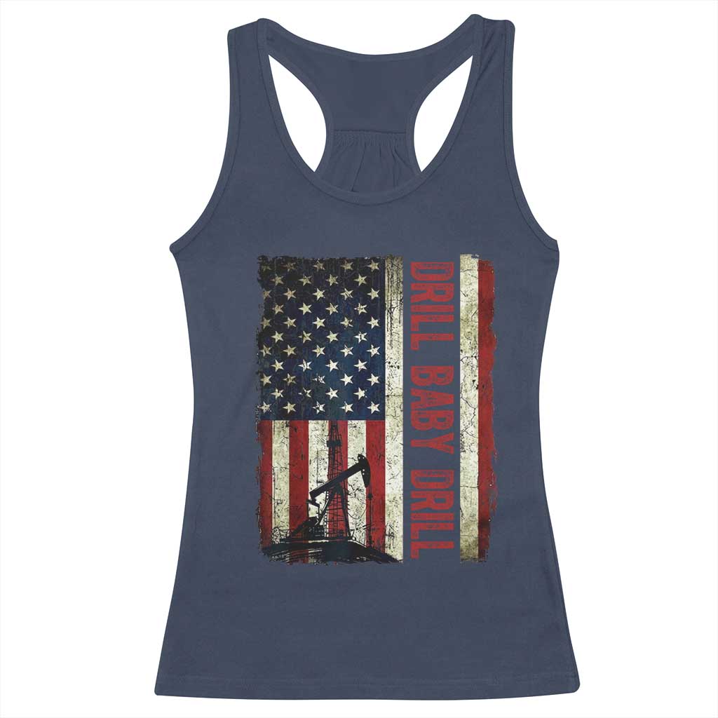 Drill Baby Drill American Flag Racerback Tank Top Oil Rig Oildfield Energy Industry Patriot - Wonder Print Shop