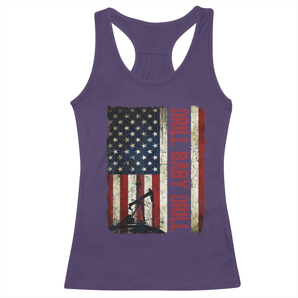 Drill Baby Drill American Flag Racerback Tank Top Oil Rig Oildfield Energy Industry Patriot - Wonder Print Shop