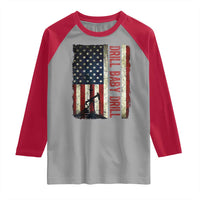 Drill Baby Drill American Flag Raglan Shirt Oil Rig Oildfield Energy Industry Patriot - Wonder Print Shop