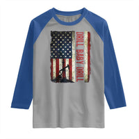 Drill Baby Drill American Flag Raglan Shirt Oil Rig Oildfield Energy Industry Patriot - Wonder Print Shop