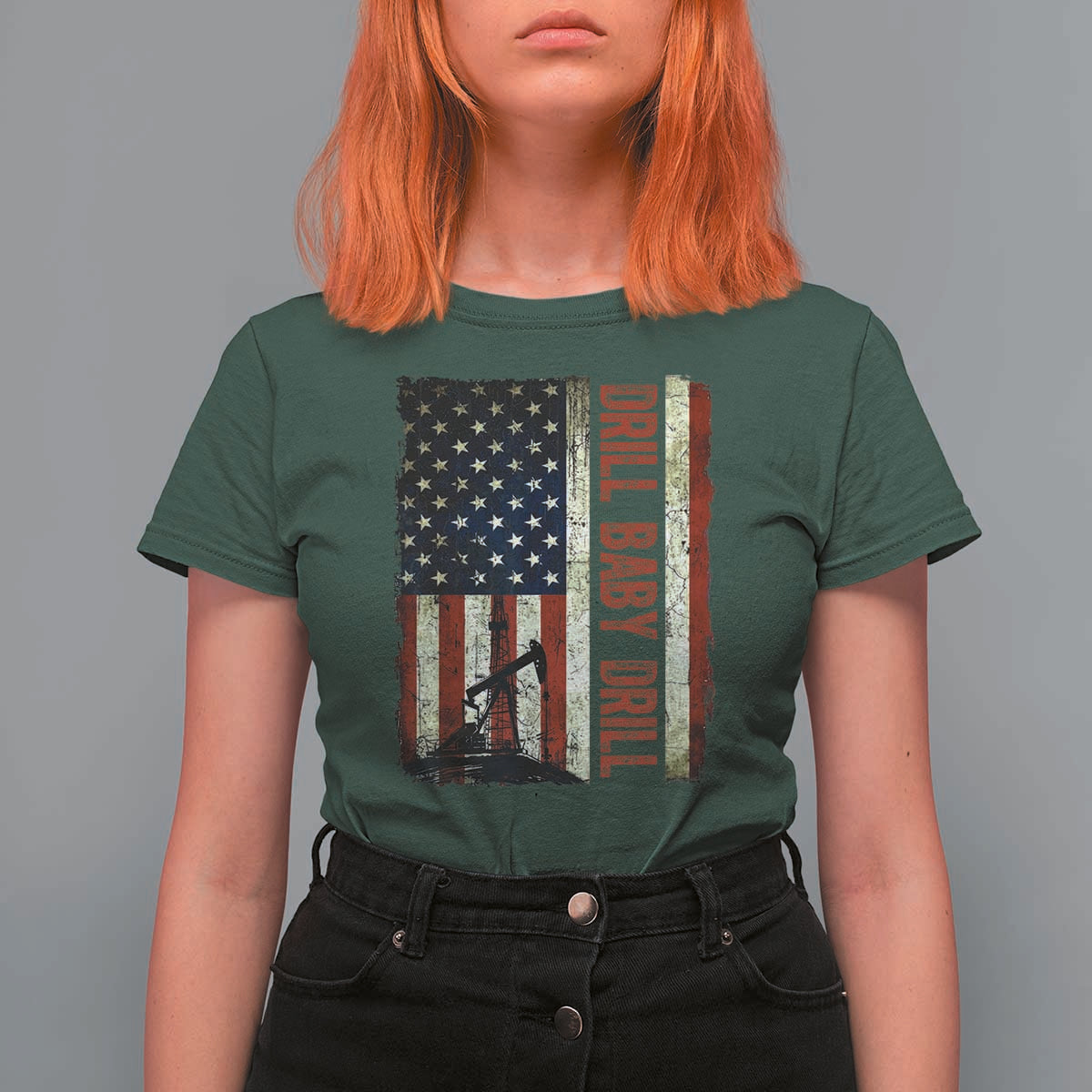 Drill Baby Drill American Flag T Shirt For Women Oil Rig Oildfield Energy Industry Patriot - Wonder Print Shop