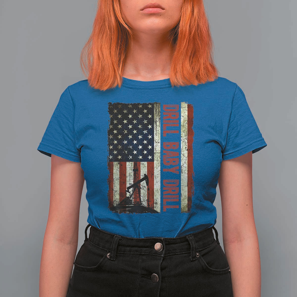 Drill Baby Drill American Flag T Shirt For Women Oil Rig Oildfield Energy Industry Patriot - Wonder Print Shop
