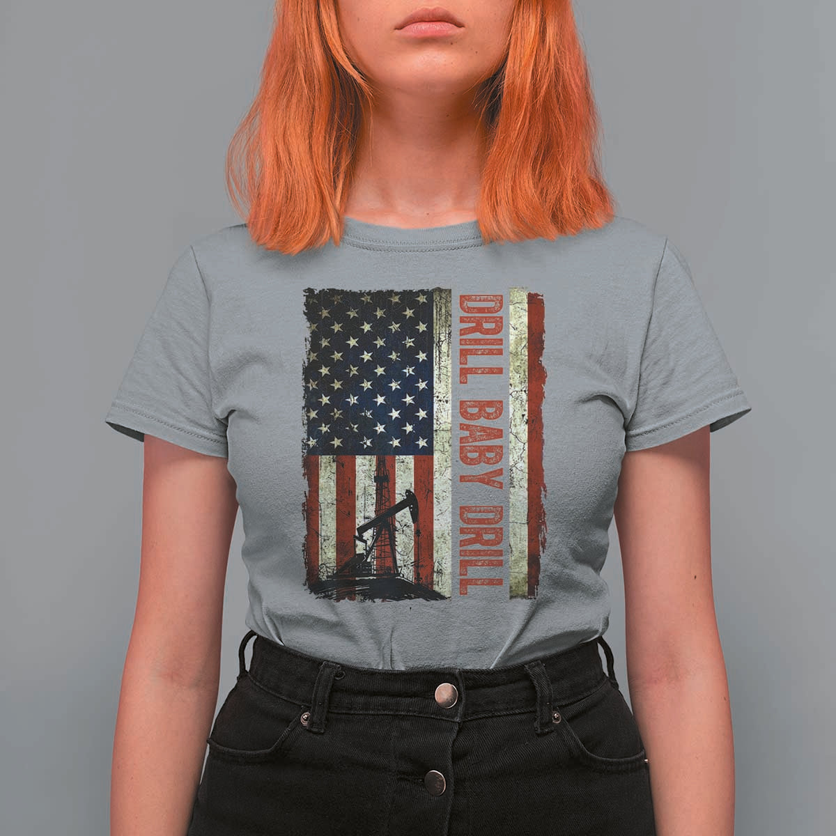 Drill Baby Drill American Flag T Shirt For Women Oil Rig Oildfield Energy Industry Patriot - Wonder Print Shop