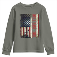 Drill Baby Drill American Flag Youth Sweatshirt Oil Rig Oildfield Energy Industry Patriot - Wonder Print Shop