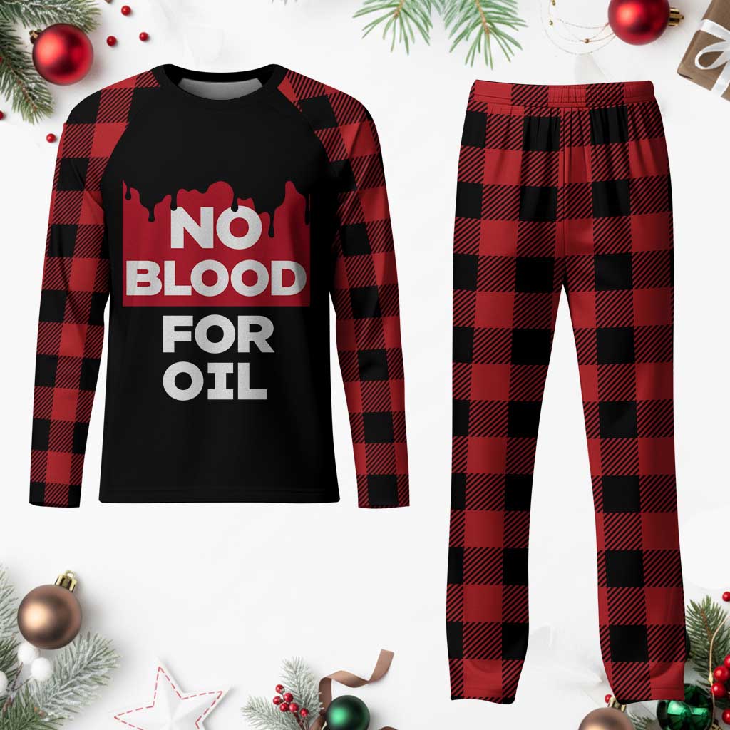 No Blood for Oil Plaid Pajama Set Anti-War Resource Exploitation - Wonder Print Shop