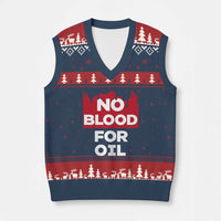 No Blood for Oil V-Neck Knit Sweater Vest Anti-War Resource Exploitation - Wonder Print Shop