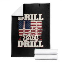 Drill Baby Drill American Flag Throw Blanket Retro Oilfield Oil Rig Patriot - Wonder Print Shop