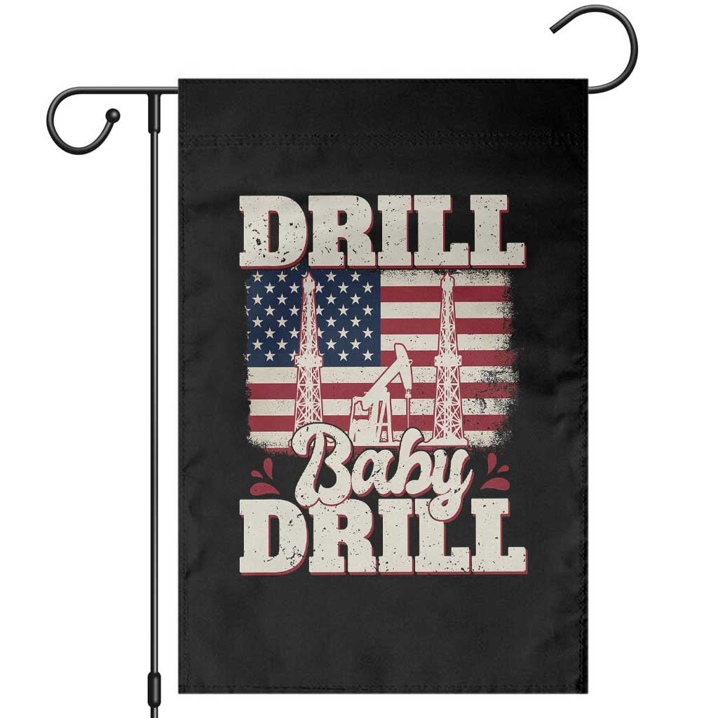 Drill Baby Drill American Flag Garden Flag Retro Oilfield Oil Rig Patriot - Wonder Print Shop