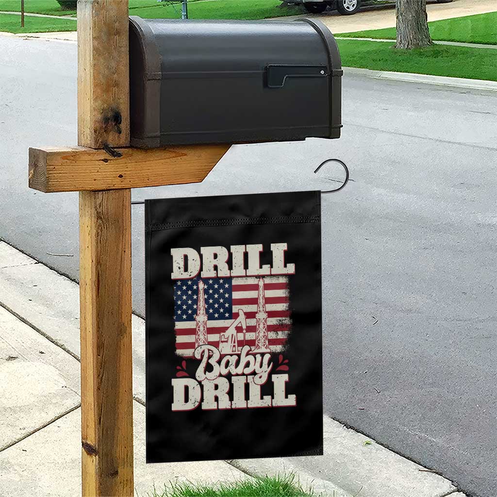 Drill Baby Drill American Flag Garden Flag Retro Oilfield Oil Rig Patriot - Wonder Print Shop