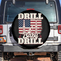 Drill Baby Drill American Flag Spare Tire Cover Retro Oilfield Oil Rig Patriot - Wonder Print Shop