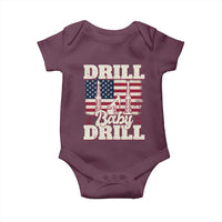 Drill Baby Drill American Flag Baby Onesie Retro Oilfield Oil Rig Patriot - Wonder Print Shop
