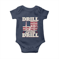 Drill Baby Drill American Flag Baby Onesie Retro Oilfield Oil Rig Patriot - Wonder Print Shop