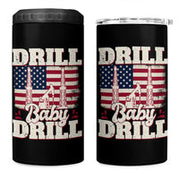 Drill Baby Drill American Flag 4 in 1 Can Cooler Tumbler Retro Oilfield Oil Rig Patriot - Wonder Print Shop