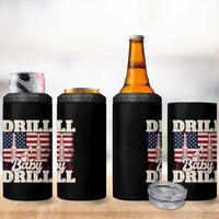 Drill Baby Drill American Flag 4 in 1 Can Cooler Tumbler Retro Oilfield Oil Rig Patriot - Wonder Print Shop