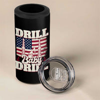 Drill Baby Drill American Flag 4 in 1 Can Cooler Tumbler Retro Oilfield Oil Rig Patriot - Wonder Print Shop