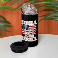 Drill Baby Drill American Flag 4 in 1 Can Cooler Tumbler Retro Oilfield Oil Rig Patriot - Wonder Print Shop
