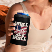 Drill Baby Drill American Flag 4 in 1 Can Cooler Tumbler Retro Oilfield Oil Rig Patriot - Wonder Print Shop