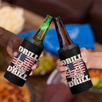 Drill Baby Drill American Flag 4 in 1 Can Cooler Tumbler Retro Oilfield Oil Rig Patriot - Wonder Print Shop