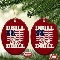 Drill Baby Drill American Flag Ceramic Ornament Retro Oilfield Oil Rig Patriot - Wonder Print Shop