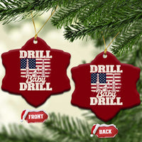Drill Baby Drill American Flag Ceramic Ornament Retro Oilfield Oil Rig Patriot - Wonder Print Shop