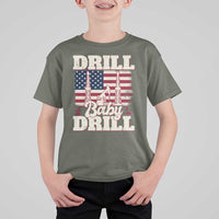 Drill Baby Drill American Flag T Shirt For Kid Retro Oilfield Oil Rig Patriot - Wonder Print Shop