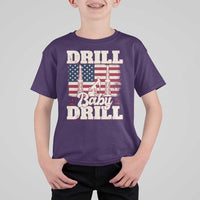Drill Baby Drill American Flag T Shirt For Kid Retro Oilfield Oil Rig Patriot - Wonder Print Shop