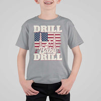 Drill Baby Drill American Flag T Shirt For Kid Retro Oilfield Oil Rig Patriot - Wonder Print Shop